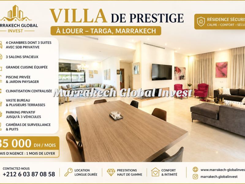 Villa moderne 4 chambres avec piscine à louer – Targa, Marrakech