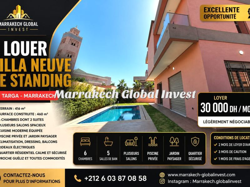 Villa neuve 6 chambres avec piscine à louer – Targa, Marrakech