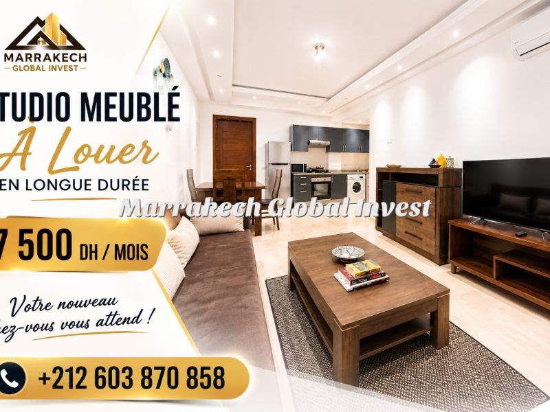 Studio meublé 50 m² avec piscine à louer – Guéliz, Marrakech